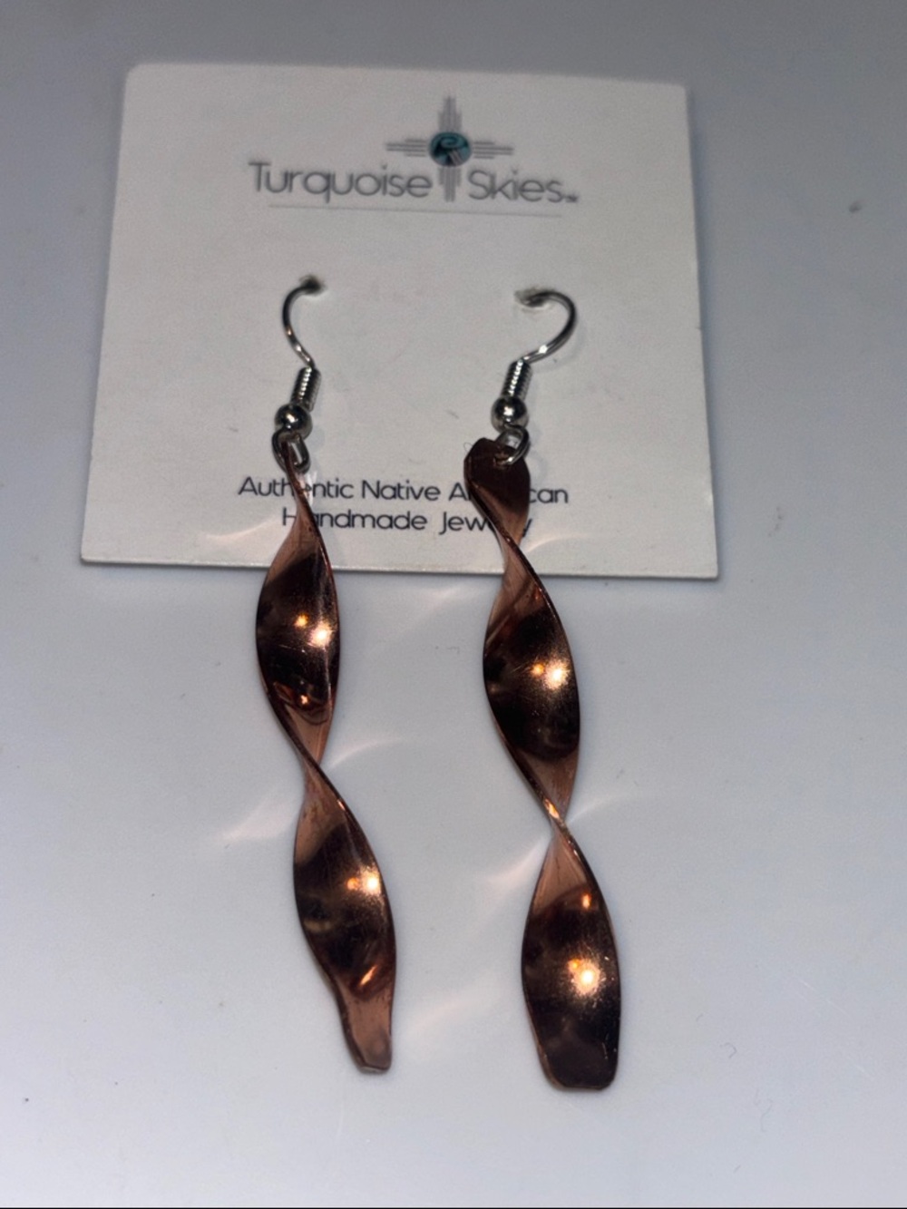 Copper Twist Drop Earrings